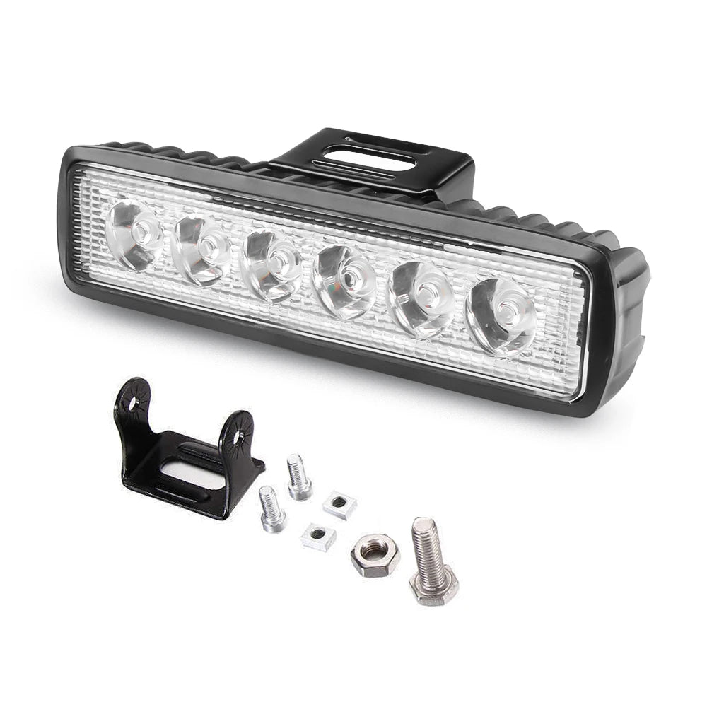 Single row led light bar 12V 18W Work Light atv Offroad led Bar Lights for trucks Tractor Auto Light Bulb spot metal bracket