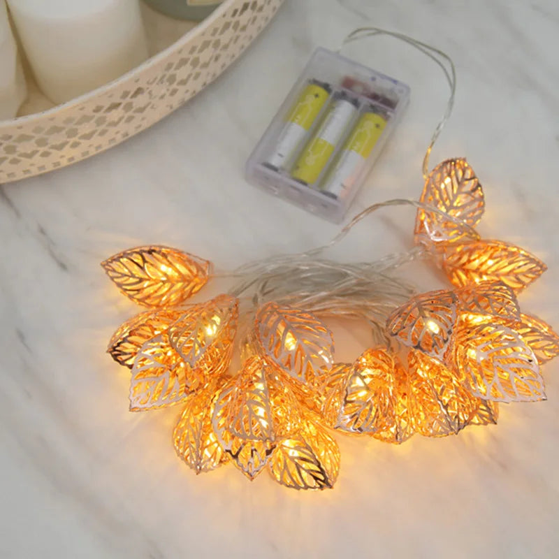 10/20 LED Garland Light String Battery Power Leaves Style Christmas Valentine's Day Living Room Garden LED String Lights Decor