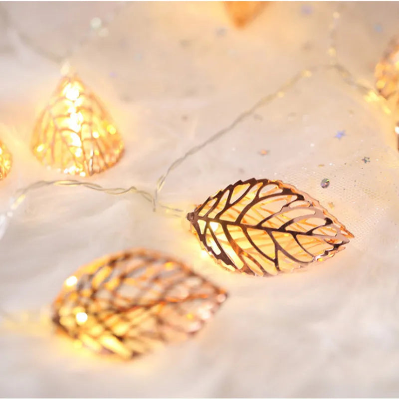 10/20 LED Garland Light String Battery Power Leaves Style Christmas Valentine's Day Living Room Garden LED String Lights Decor
