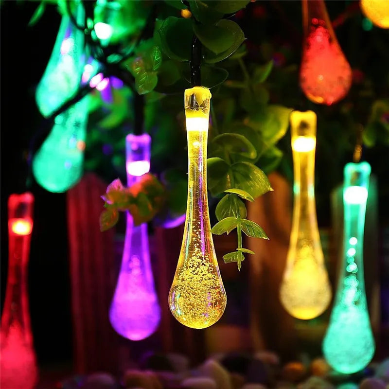 Water droplets Solar String Lights led Waterproof Outdoor Decoration garland Fariy Lights Christmas Wedding party Garden