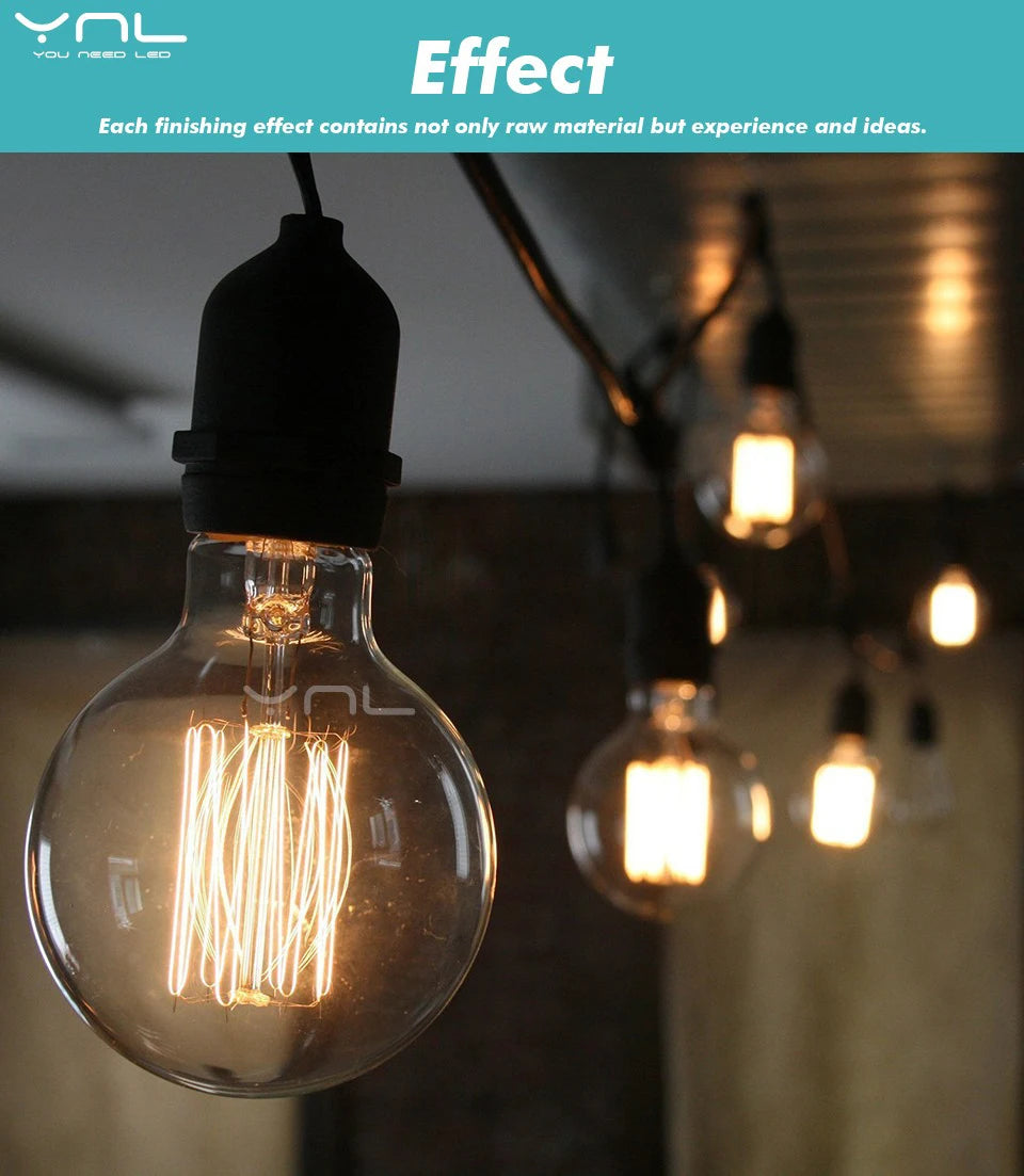 Dimmable Retro Edison Bulb E27 AC 220V 110V 40W Vintage Restaurant Industrial For Decor Indoor Lighting Bulb ST64 G80 G95 G125