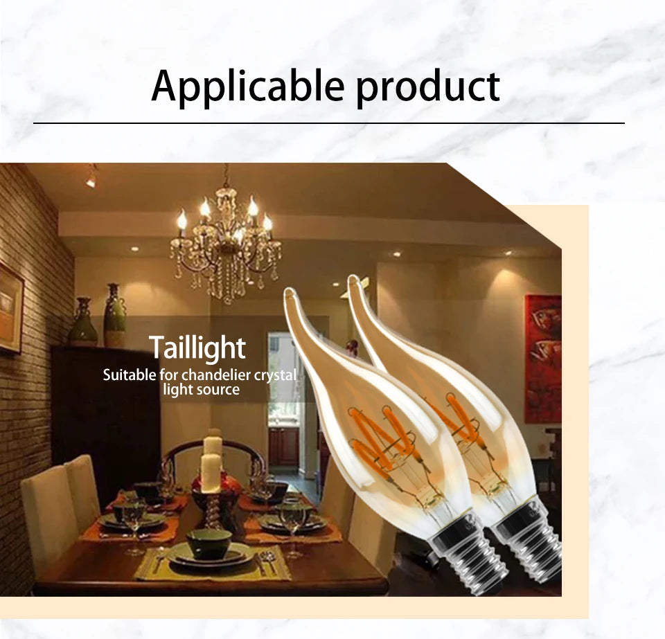 4Pcs/lot Retro Spiral Light LED Filament Bulb 220V ST64 G125 G95 G80 T45 C35 A60 4W 2200K Vintage Lamps For Decorative Lighting