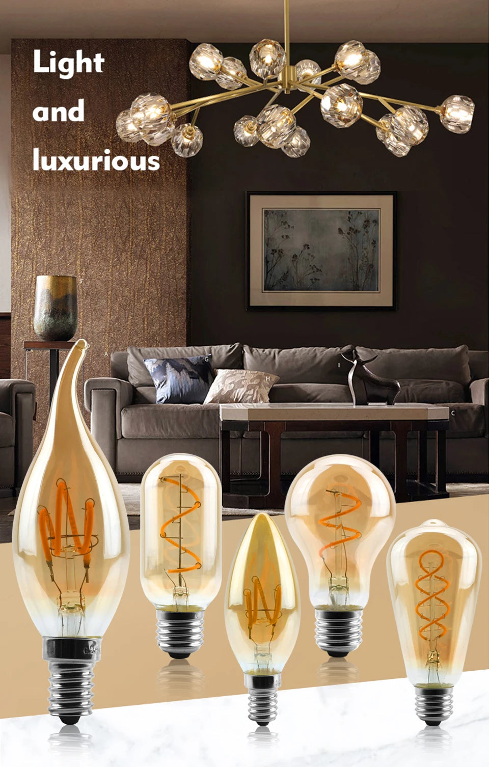 4Pcs/lot Retro Spiral Light LED Filament Bulb 220V ST64 G125 G95 G80 T45 C35 A60 4W 2200K Vintage Lamps For Decorative Lighting