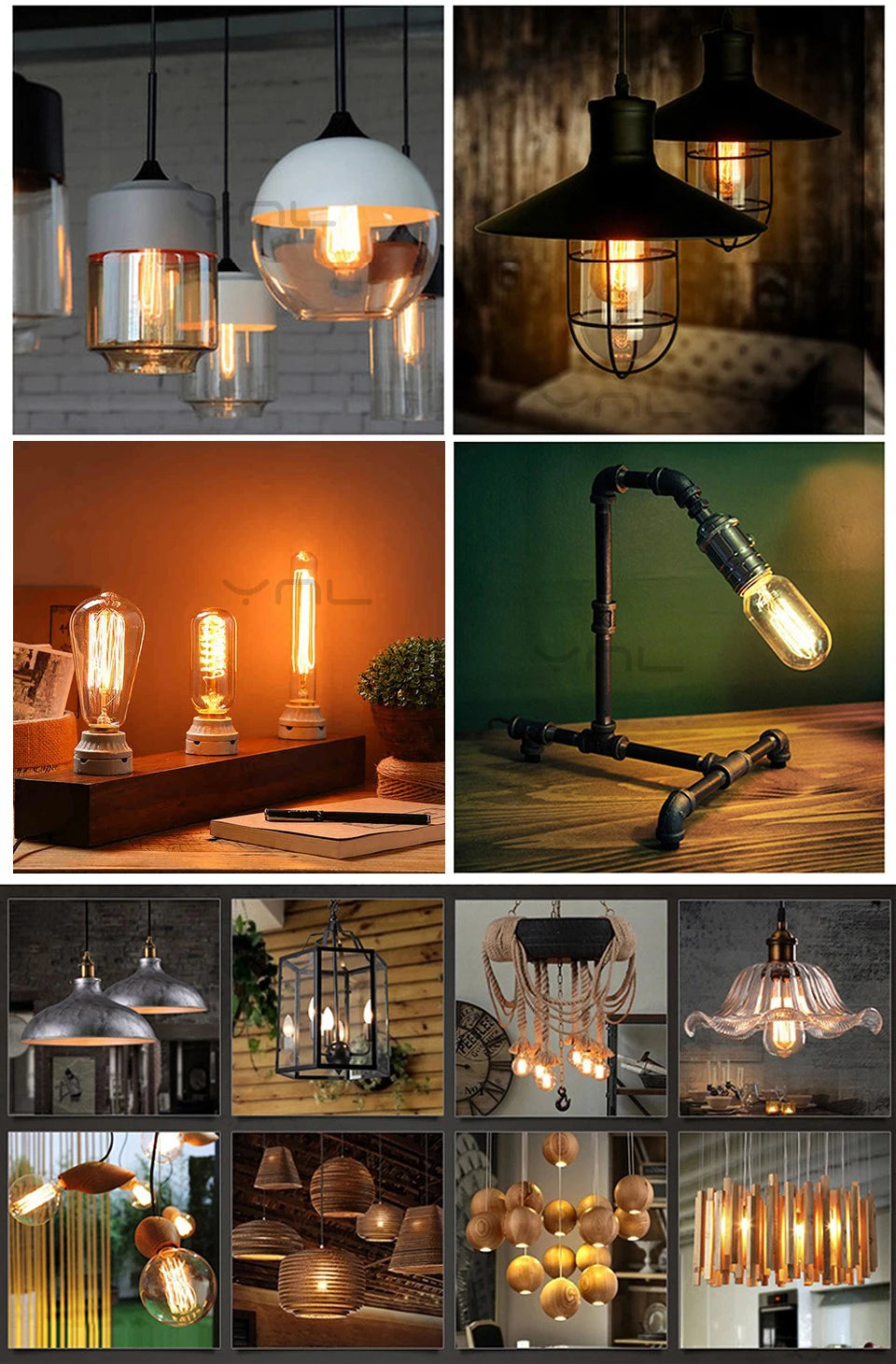 Dimmable Retro Edison Bulb E27 AC 220V 110V 40W Vintage Restaurant Industrial For Decor Indoor Lighting Bulb ST64 G80 G95 G125