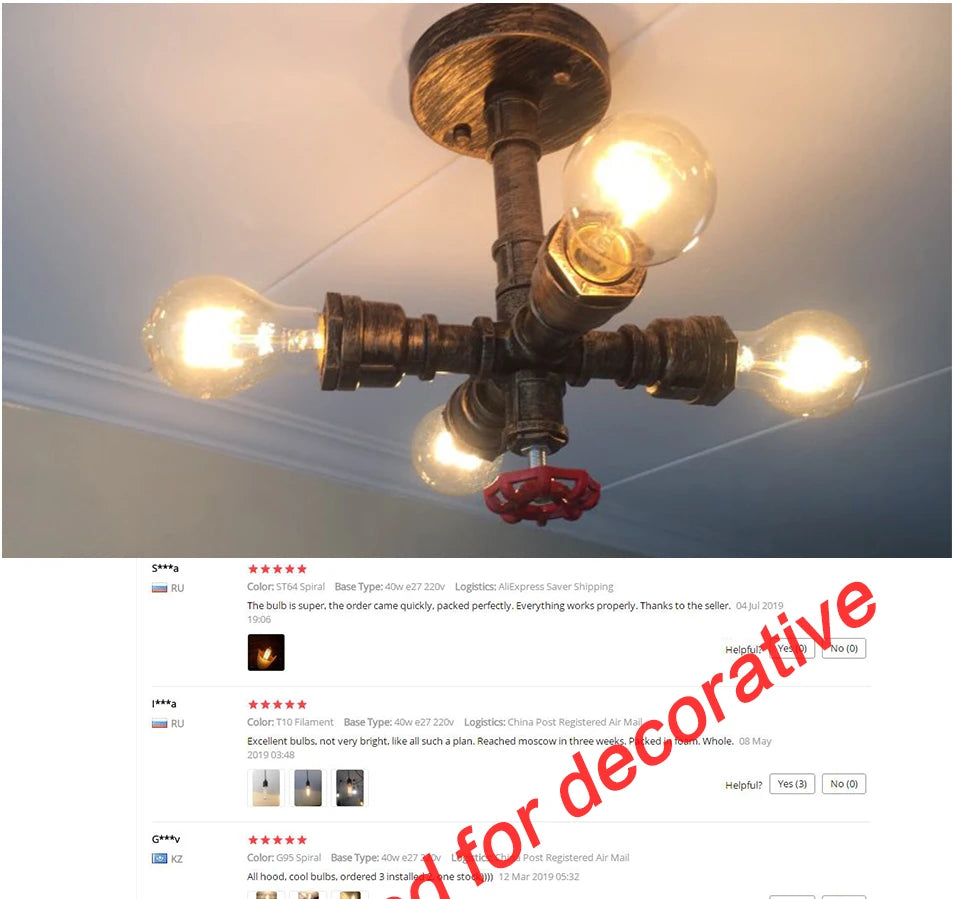 Dimmable Retro Edison Light Bulb E27 AC 220V 110V 40W Vintage Industrial Decor Filament Bulb Lamps A19 ST64 T10 T45 G80 G95 G125