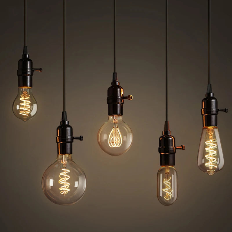 Retro Edison E27 E14 LED Light Bulb 220V Diamond Love ST64 A60 G80 G95 G125 T185 Vintage Glass Bulb Lamp For Home Decor Lighting
