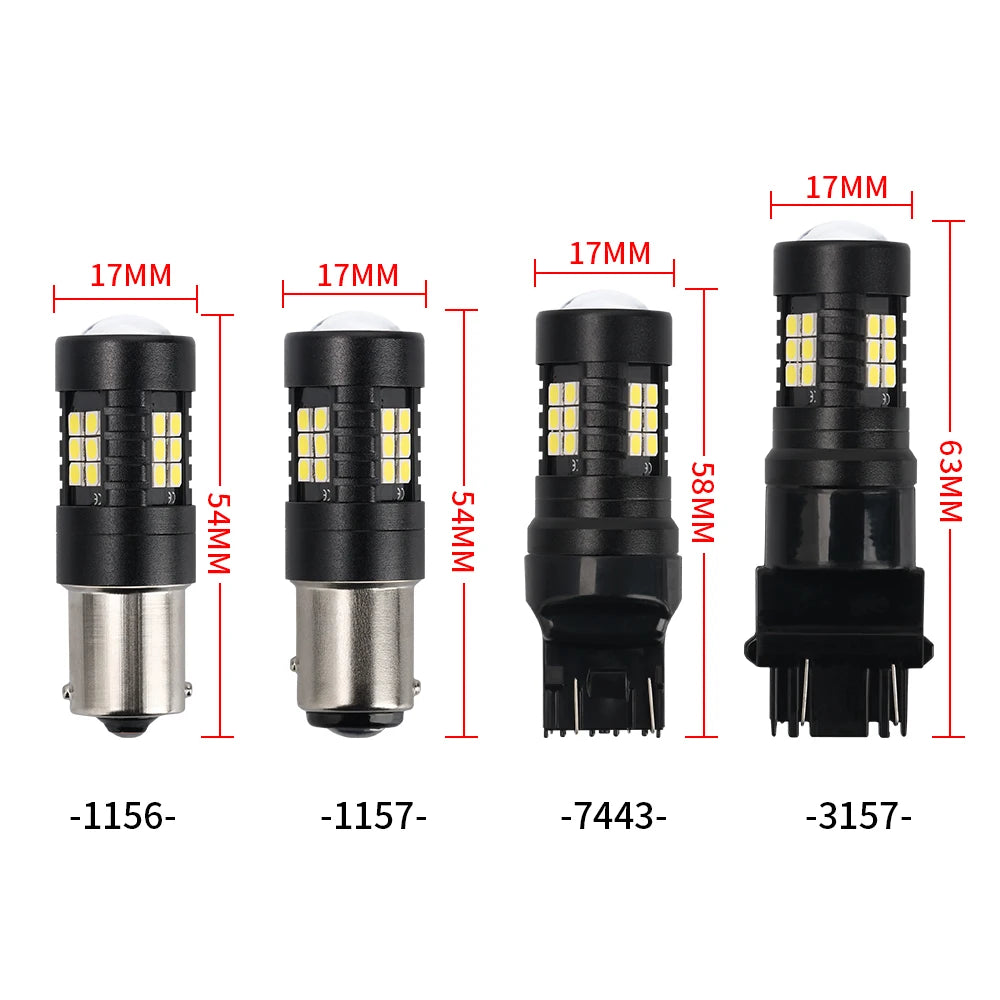 2pcs Canbus 1156 BA15S 1157 BAY15D T20 7443 3157 Car Led Bulb Front Rear Turn Signal DRL Brake Lamp Auto 12V 24V White Red Amber