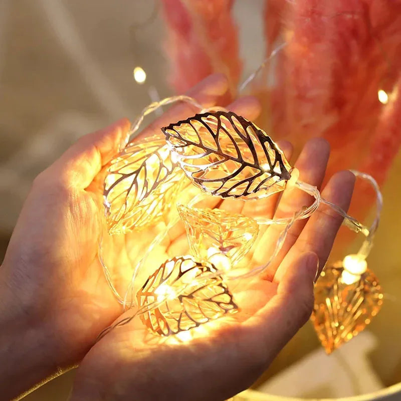 10/20 LED Garland Light String Battery Power Leaves Style Christmas Valentine's Day Living Room Garden LED String Lights Decor