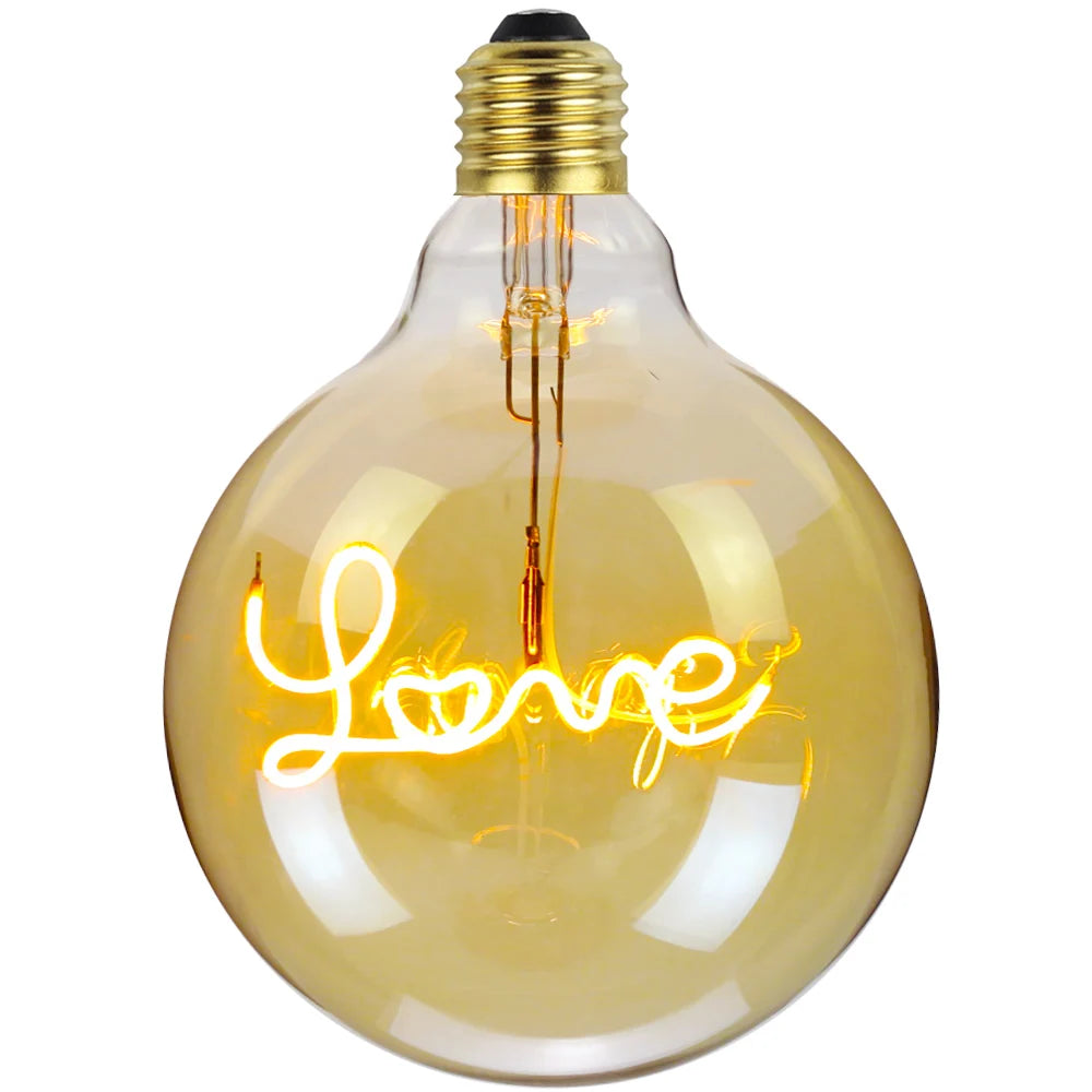 TIANFAN Led Bulbs Vintage Light Bulb Big Globe Alphabet Filament 4W Dimmable 110V 220V Edison Bulb Decorative Light Bulb