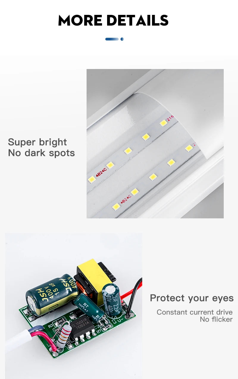 LED Kitchen Cabinet Lamps 220V 110V Led Lights Strip Lighting Fixture 10W 20W 30/50CM For Bedroom Closet Kitchen Lamp Tube Bar