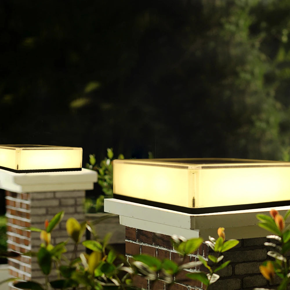 LED Solar Pillar Light Outdoor Garden Column Head Night Light for Courtyard Cottage Waterproof Solar Lamp Landscape Decoration
