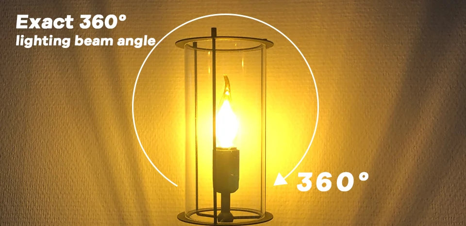 Grensk 4W Dimmable LED Filament Candle Light Bulb 2700K E14 Candelabra Base Flame Shape Bent Tip 25W Incandescent Equivalent C35