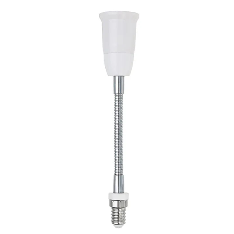 1pcs AC250V E14 to E27 Flexible Extend Bulb Base Lamp Extension Adapter Screw Holder Socket Converter 18CM White