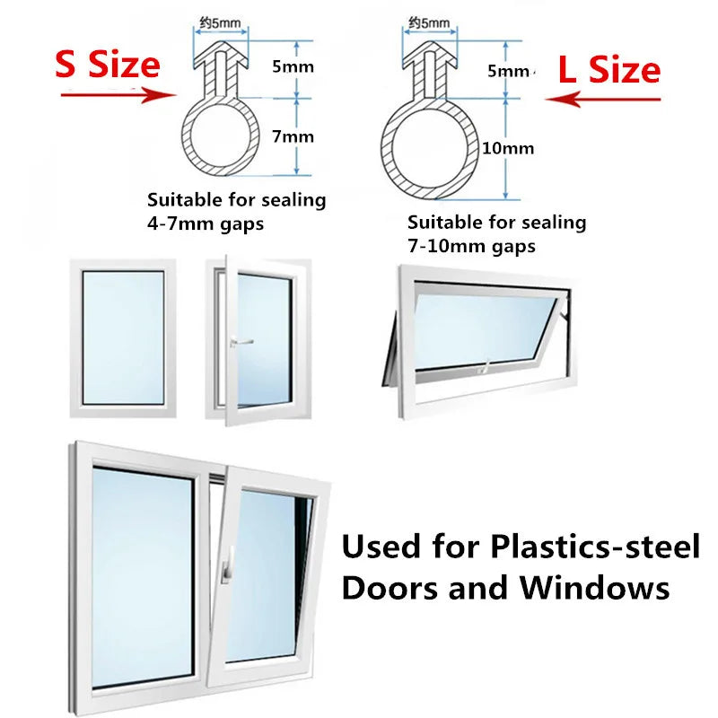 10M O Type Plastic Steel Door Window Sealing Strip Silicon Rubber door window seal Draft Stopper Hollow Bulb Barb Tubular Gasket