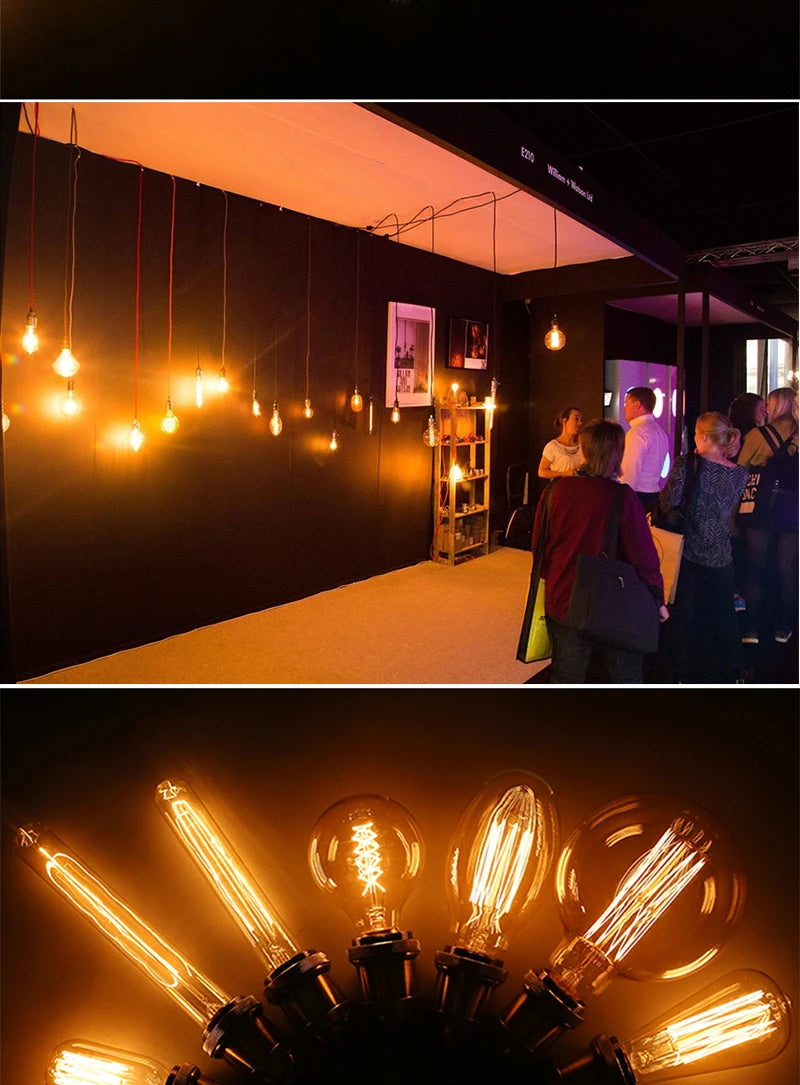 Retro Edison Light Bulb E27 110V 220V 40W ST64 A19 T45 G80 G95 Dimmable Ampoule Vintage Filament For Home Lamp Bulb