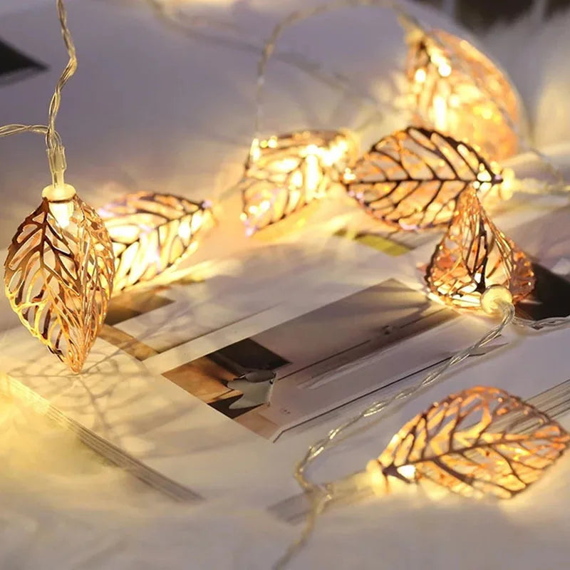 10/20 LED Garland Light String Battery Power Leaves Style Christmas Valentine's Day Living Room Garden LED String Lights Decor