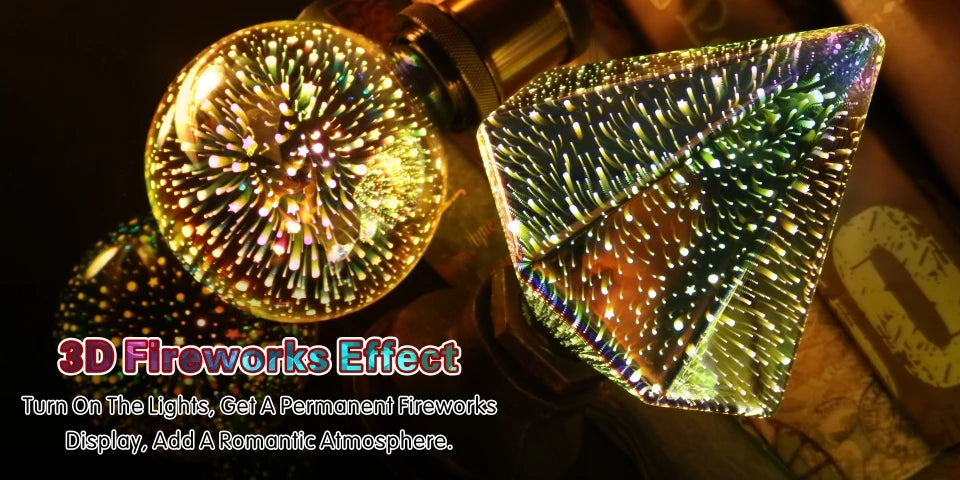 3D Decoration LED Bulb E27 6W 110V 220V Vintage Edison Light Bulb Star Fireworks Lamp Holiday Night Light Novelty Christmas Tree