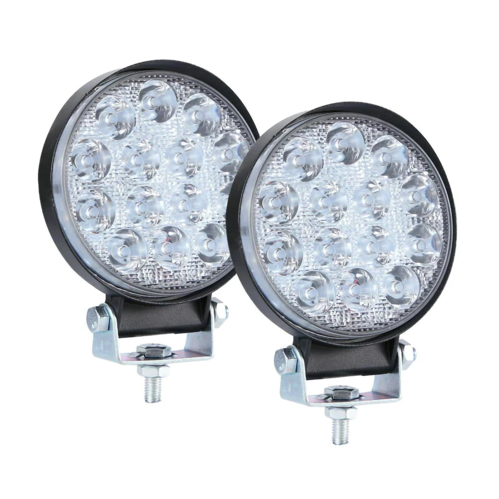 2PC Round 140W LED Work Light Spot Lamp Offroad Truck Tractor Boat SUV UTE 12/24V 9000LM 6000K Driving Lamp Car Accessories