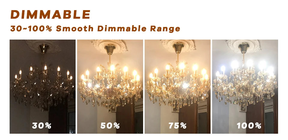 Grensk 4W Dimmable LED Filament Candle Light Bulb 2700K E14 Candelabra Base Flame Shape Bent Tip 25W Incandescent Equivalent C35