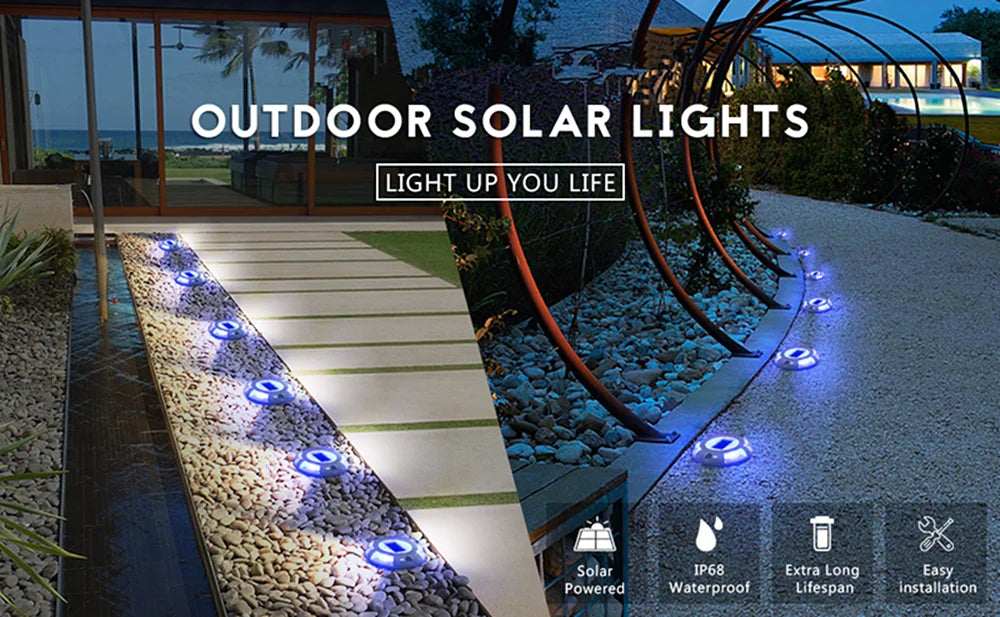LED Solar Floor Light IP68 Outdoor Waterproof Roadside Aisle Indicator Lamp Garden Stairs Deck Lights