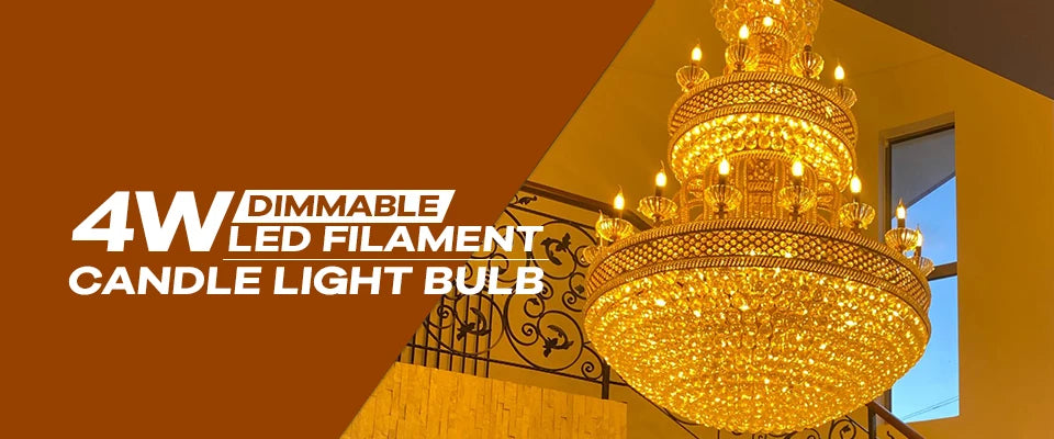 Grensk 4W Dimmable LED Filament Candle Light Bulb 2700K E14 Candelabra Base Flame Shape Bent Tip 25W Incandescent Equivalent C35