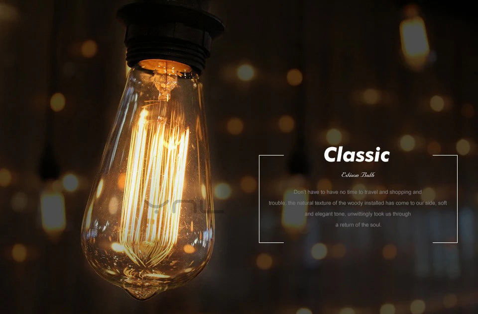 Dimmable Retro Edison Bulb E27 AC 220V 110V 40W Vintage Restaurant Industrial For Decor Indoor Lighting Bulb ST64 G80 G95 G125
