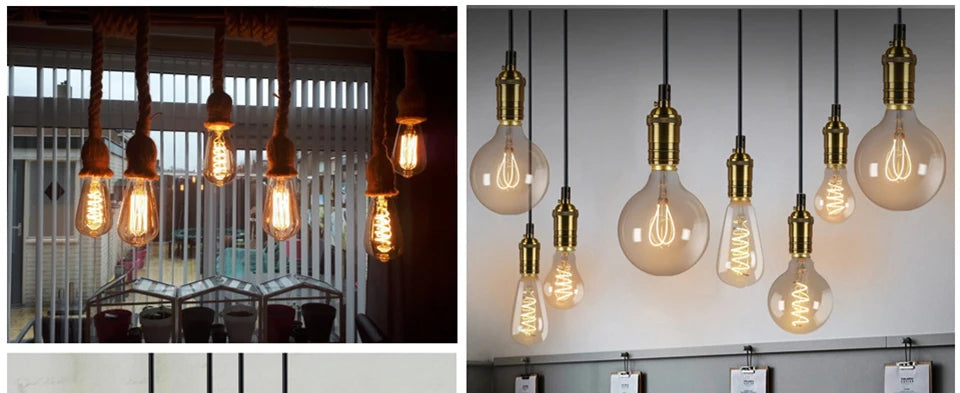 Retro Edison E27 E14 LED Light Bulb 220V Diamond Love ST64 A60 G80 G95 G125 T185 Vintage Glass Bulb Lamp For Home Decor Lighting