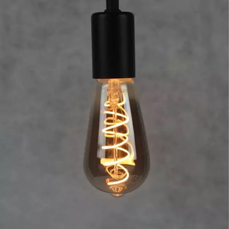 LED ST64 Smoky Gray E27 4W 6W 220V 110V Dimmable 2700K Warm GSpiral Filament Bulb Retro Vintage Decorative Lighting Edison Lamp