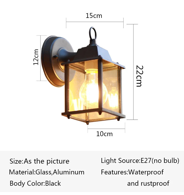 Retro Outdoor Wall Light Villa Garden Porch Wall Waterproof Lighting Courtyard Corridor Aisel Balcony Vintage E27 Fixtures