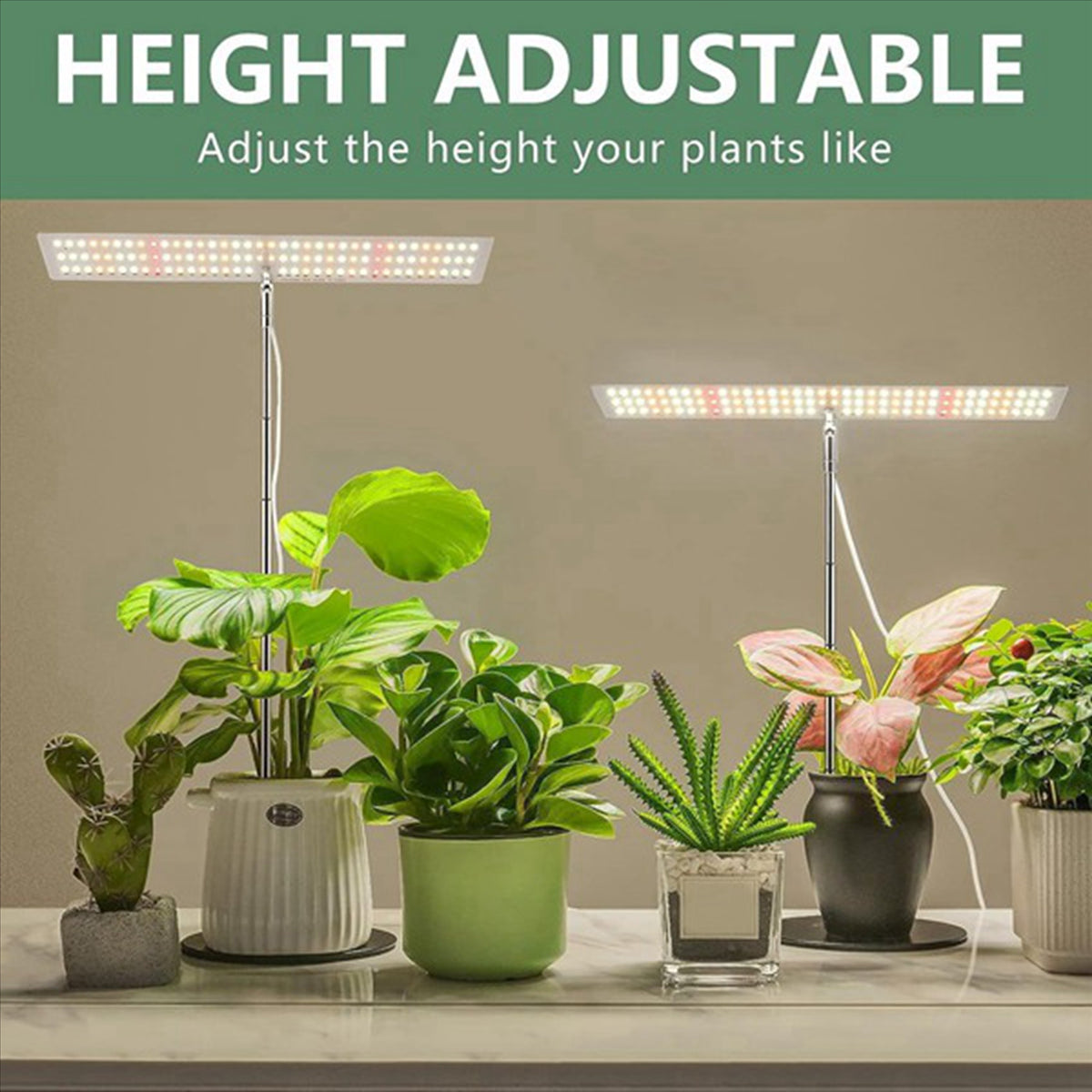 Grow Light, Full Spectrum LED Plant Light for Plants, Height Adjustable Growing Lamp with Auto On/Off Timer 4H/8H/12H