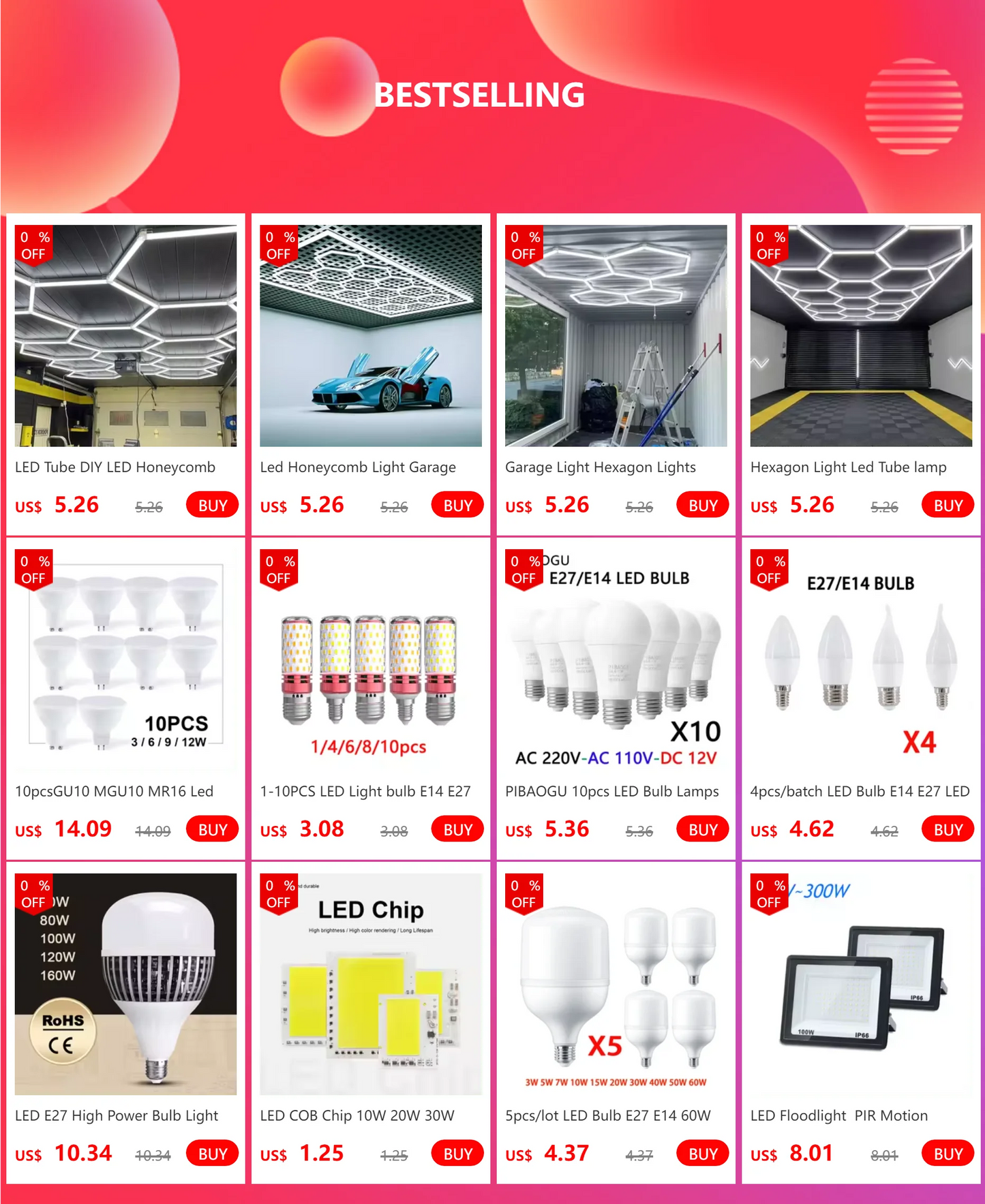10pcs 2022 NEW Led Light Bulb E14 E27 LED Lamp lndoor Light 3W 6W 9W12W LED Candle Bulb Home Decor Chandelier AC220 Lampada