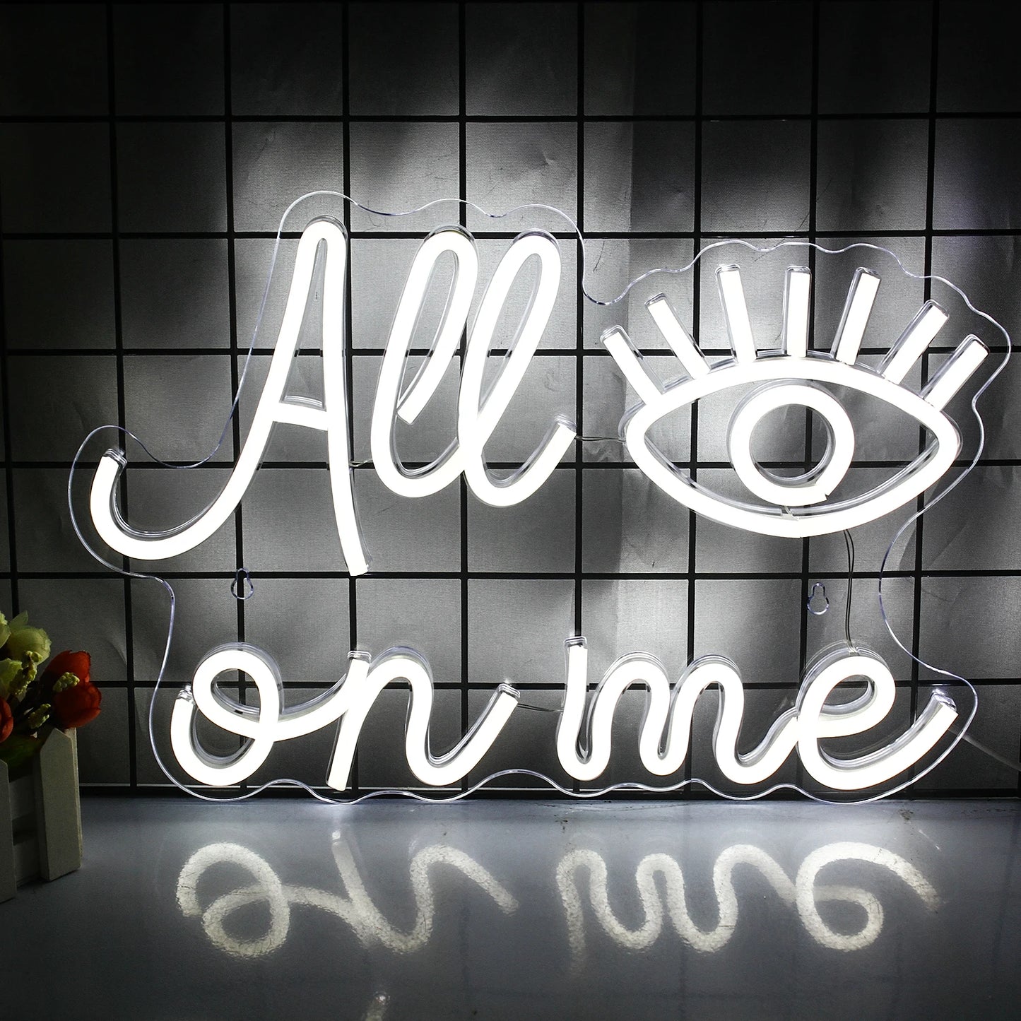 All Eyes on Me Neon Sign LED Room Wall Decor USB Powered With Switch Hanging Acrylic For Girls Bedroom Game Bar Wedding Party
