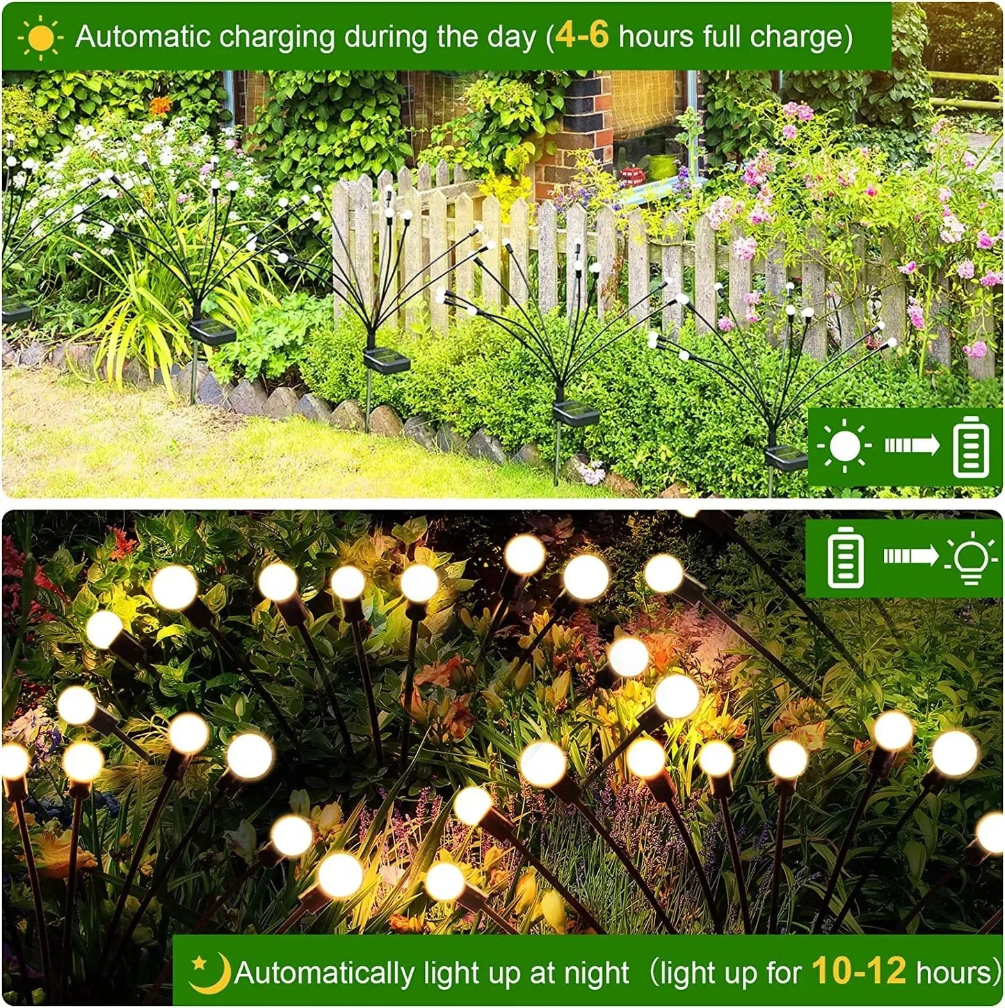 1/4/8/12Pack Outdoor LED Solar Lights Waterproof Starburst Firefly Lights Lawn Garden Lamp for Path Landscape Decorative Lights