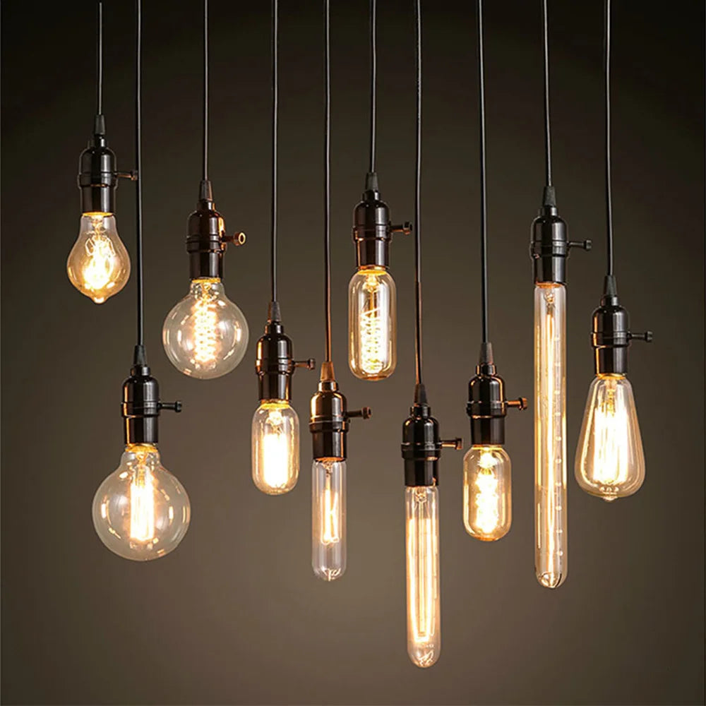 Dimmable Retro Edison Light Bulb E27 AC 220V 110V 40W Vintage Industrial Decor Filament Bulb Lamps A19 ST64 T10 T45 G80 G95 G125