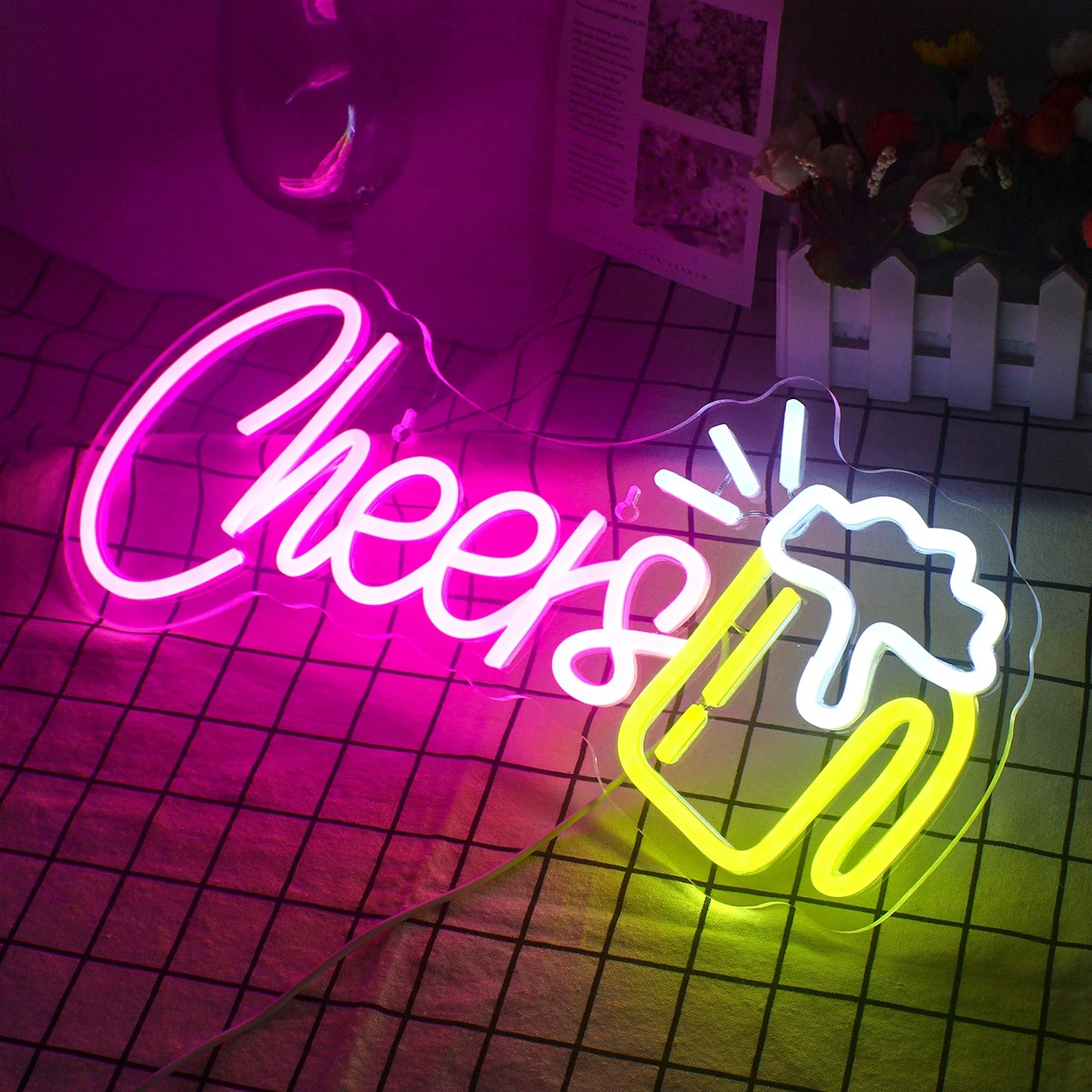 Beer Cheers Neon Sign Led Sign for Wall Decor Beer Man Cave Bar Home Pub Party Club Restaurant Shop Sign Bar Lights Wall Decor