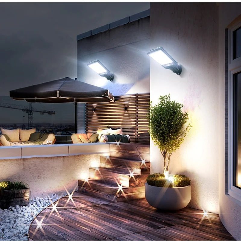 Solar Street Lights Outdoor, Solar Lamp With 3 Light Modes Waterproof Motion Sensor Security Lighting for Garden Patio Path Yard