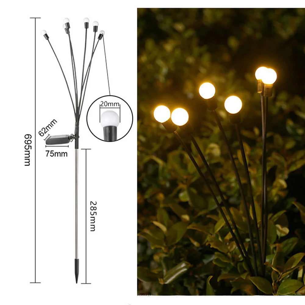 LED Solar Firefly Lights Outdoor Waterproof Solar Lawn Lamps Landscape Lights For Courtyard Garden DecorationChristmas Atmosphe
