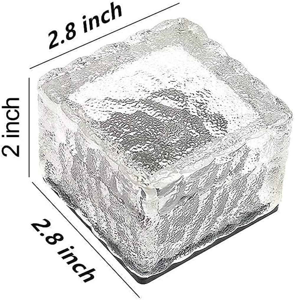 Solar Garden Lights Outdoor Paver Square Brick Ice Cube Sunlight Patio Walkway Pathway Step Solar Lamp Christmas Holiday Decor