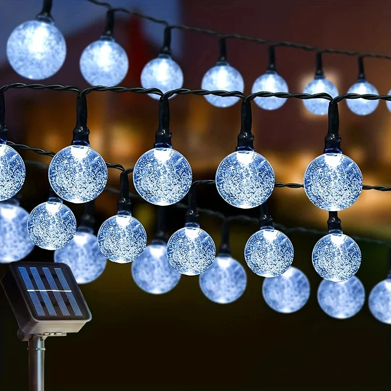100 LED Solar String Lights Warm White Waterproof Outdoor Crystal Globe Lights for Garden Christmas Festival Decor-Multicolor