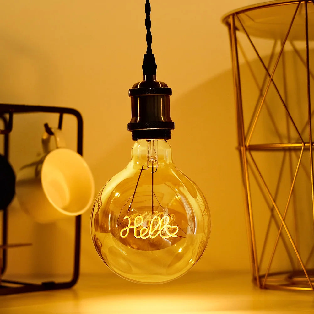 TIANFAN Vintage Led Bulb G125 Big Globe Alphabet Love Home Drem Hello 110V 220V E26 E27 Decorative Edison Bulb Pendant Bulb