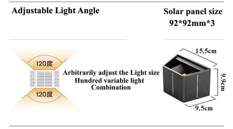 External Solar Lights Outdoor Wall Washer Sconce Facade Lamp Porch LED Light Decor Garden Solar Lighting Decoration Luminaire