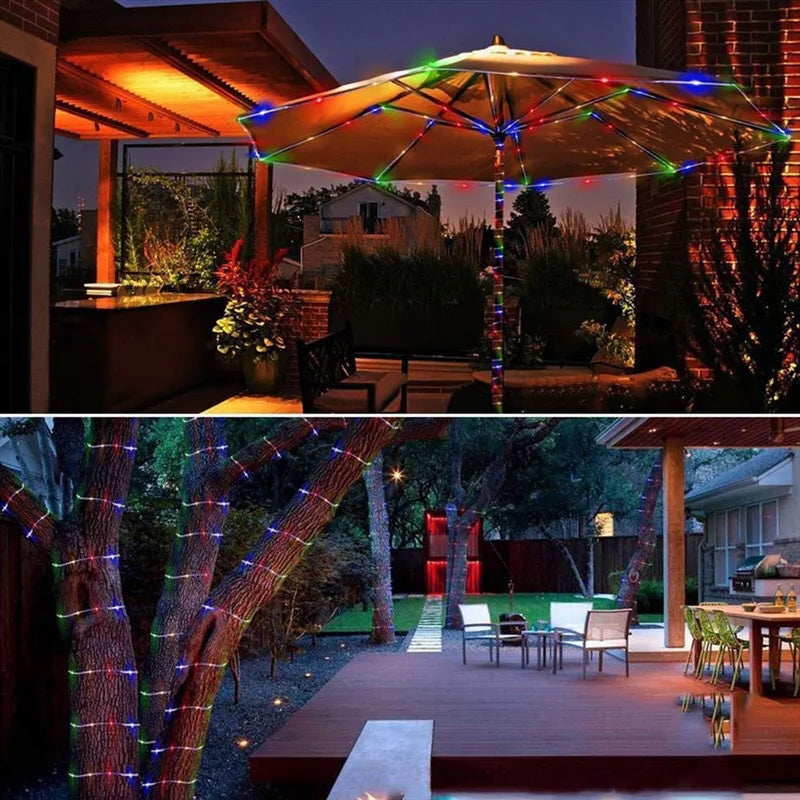 32m Solar Powered Rope Strip Lights Waterproof Tube Rope Garland Fairy Light Strings for Outdoor Indoor Garden Christmas Decor