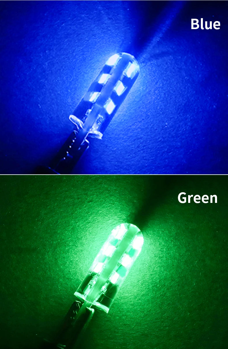 1pcs T10 W5W Led Bulb Strobe Light Super Bright Yellow Red Flashing Position Light Brake Taillight Directional Light 12V White
