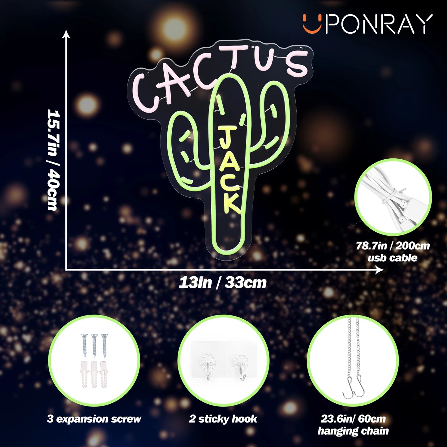 UponRay Cactus Jack LED Neon Sign For Bedroom Wall Decor Neon Light, For Office Man Cave Beer Bar Pub Christmas Birthday Party