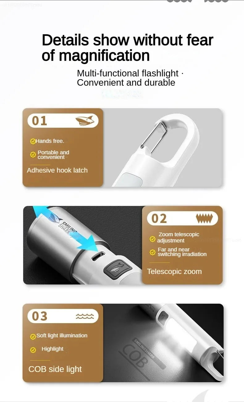 Xiaomi Outdoor Flashlight Portable Strong Light Variable Focus with Floodlight Side Lights Mini Flashlight Lamp High Brightness