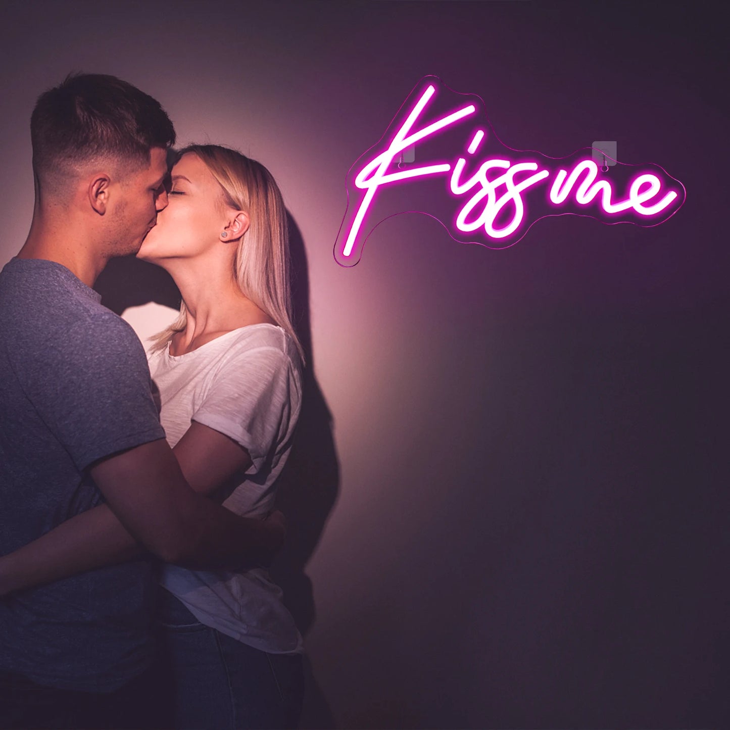 Kiss Me Neon Signs Pink Letter LED Lights Glow Party Signs Light Romantic Wedding Marriage Decorations Art Wall Lamp Ornaments
