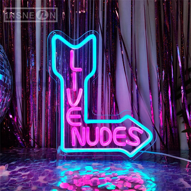 Live Nudes Neon Sign USB Powered Wall Room Decoration LED Light for Men's Beer Bar Easy to Install Wall Art Decor Bedroom Decor