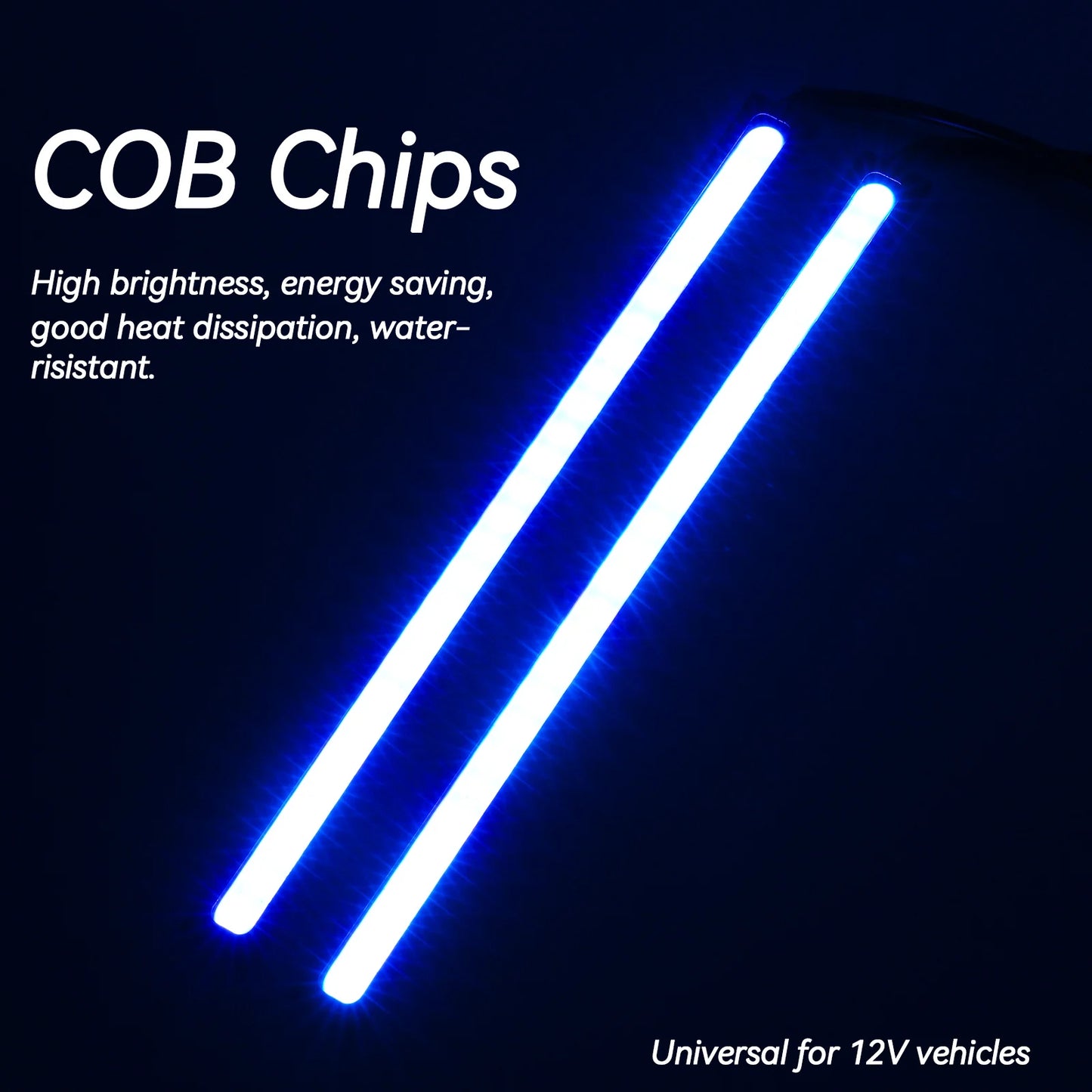 LED Fog Driving Light Interior Footwell Light Decorative Daytime Running Light DRL Flexible COB Strip LED Bulb Blue 12V Car Part