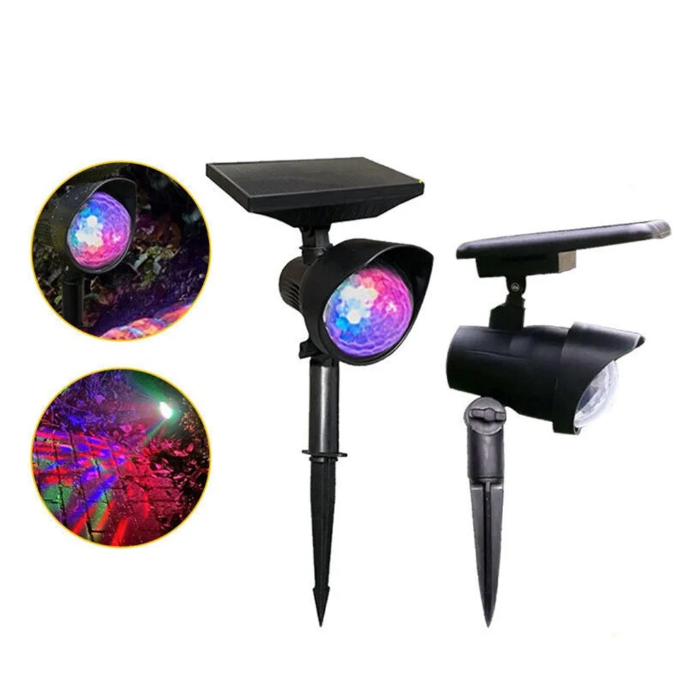 LED Solar Power Lamp with ON/OFF Switch LED Projector Light IP55 Waterproof RGB Solar Light For Garden Courtyard Home Decor