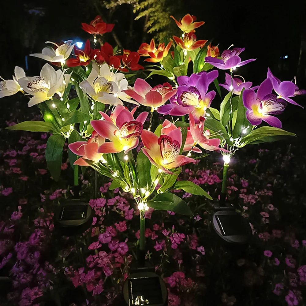 7 Heads Solar Lights Outdoor Decorative Solar Garden Lights Rose Flower Lawn Lamp for Yard Patio Garden Decor Flowers